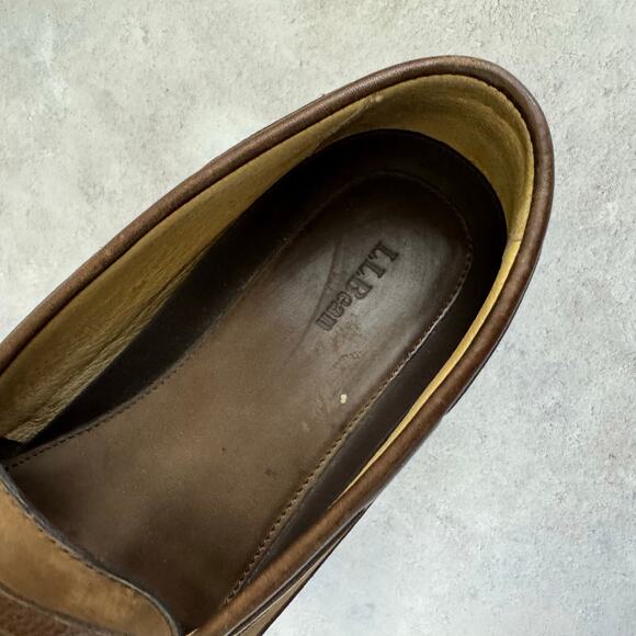 L.L. BEAN Allagash Handsewns Penny Loafers Brown Leather Mens 12 D main image 6